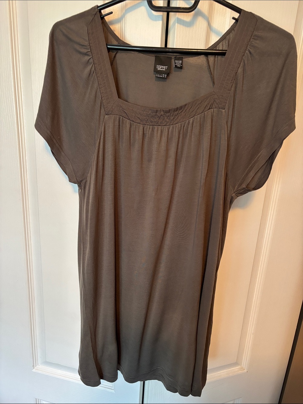 Esprit Olive Short Sleeve Square Neck Tunic Top